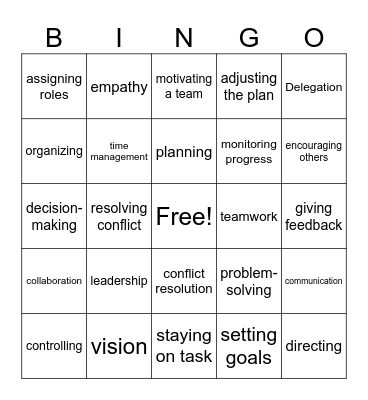 Leadership Skills in Management Bingo Card