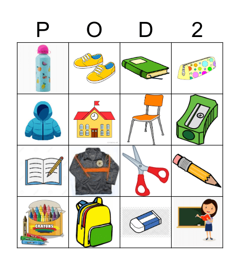 School Bingo Card