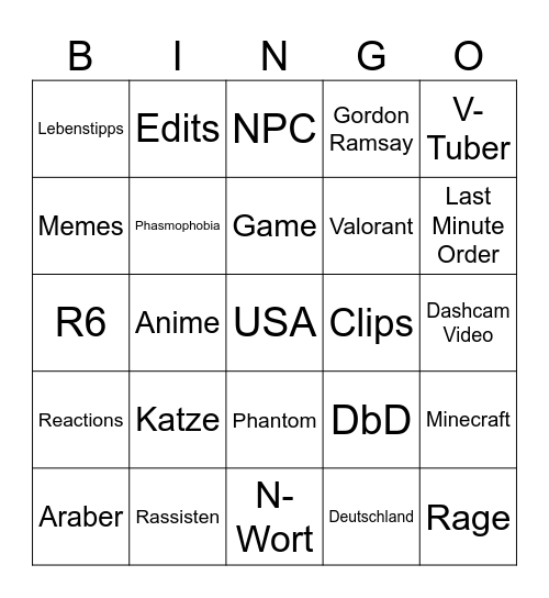 Insta Reel Bingo Card