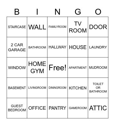 ROOMS IN THE HOUSE Bingo Card