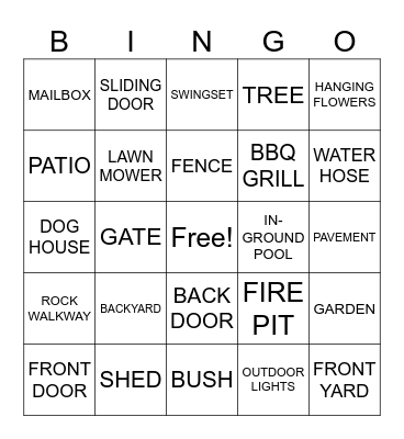 AROUND THE HOUSE Bingo Card