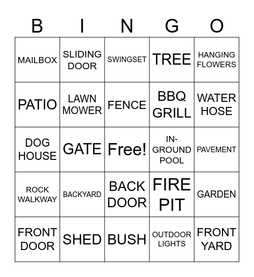 AROUND THE HOUSE Bingo Card