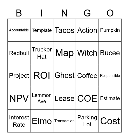 E2E Bingo Card
