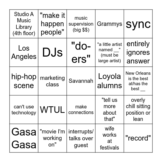 McHugh/Forum Bingo Card