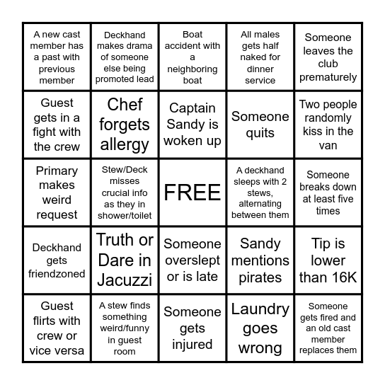 SEASON 10 Bingo Card