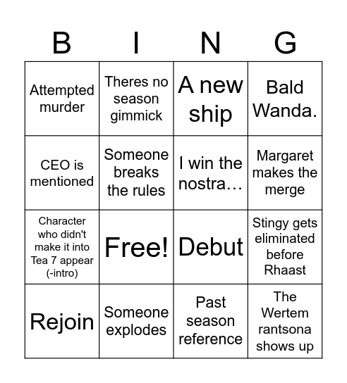 Tea 7 Bingo Card