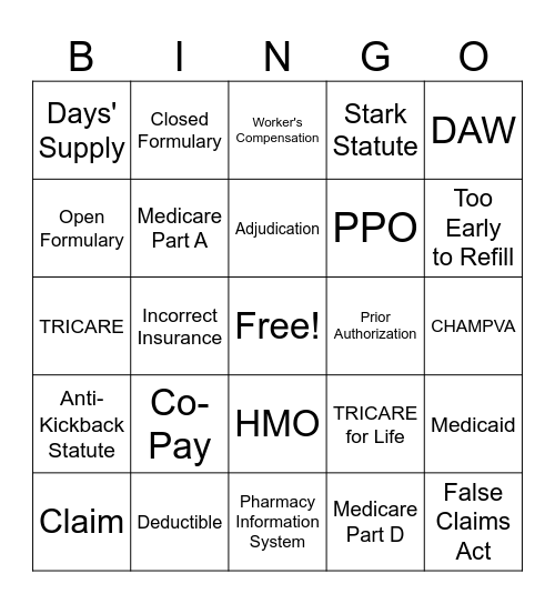 Insurance Bingo Card