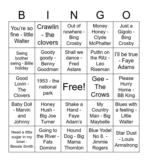 1931 & 1953 Bingo Card