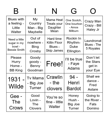 1931 & 1953 Bingo Card