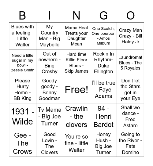1931 & 1953 Bingo Card