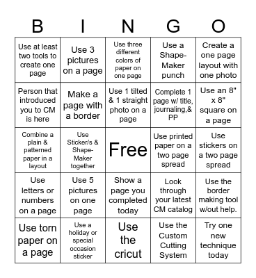 Scrapbook Bingo Card