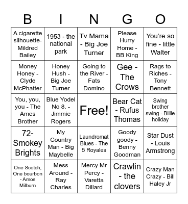 1931 & 1953 Bingo Card