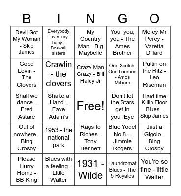1931 & 1953 Bingo Card
