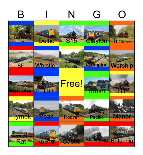 72 Legendary British Locomotives Bingo Card