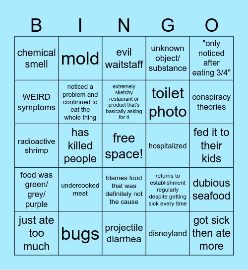 iwaspoisoned dot com Bingo Card