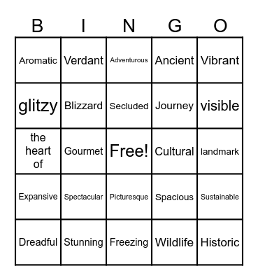 Unit 1 Vocabulary Bingo Card