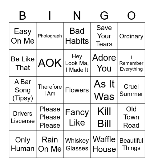 2010s/20s Bingo Card