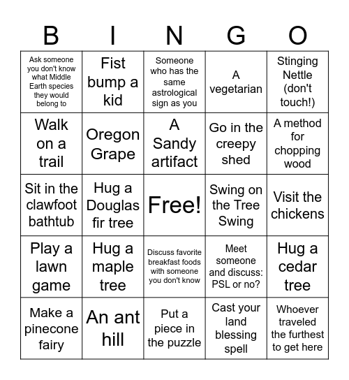 Two Hobbits Housewarming Bingo Card