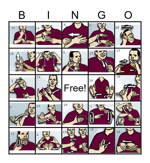 ASL Vocabulary Review Bingo Card