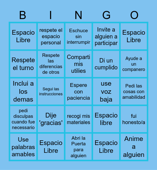 BINGO Respeto Bingo Card