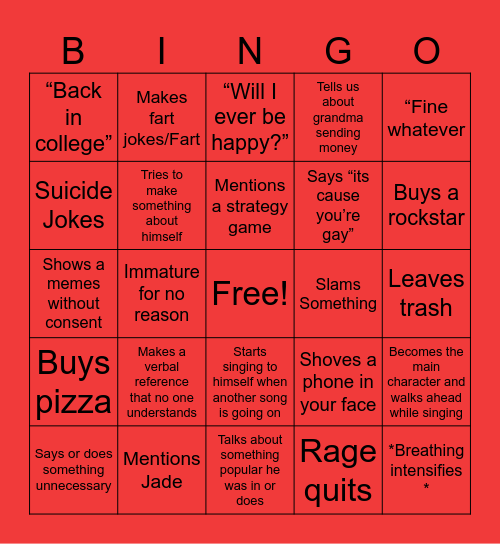 Sam Bingo Card