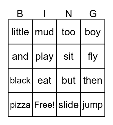 Lesson 5 and 6 Bingo Card