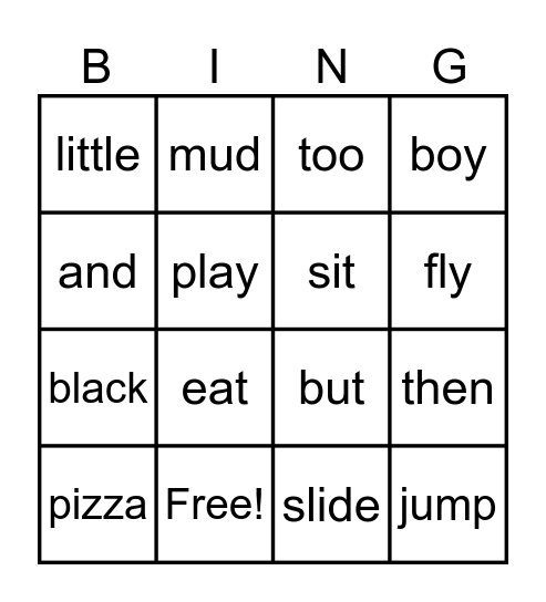 Lesson 5 and 6 Bingo Card