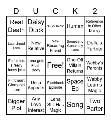DuckTales S2 Bingo Card