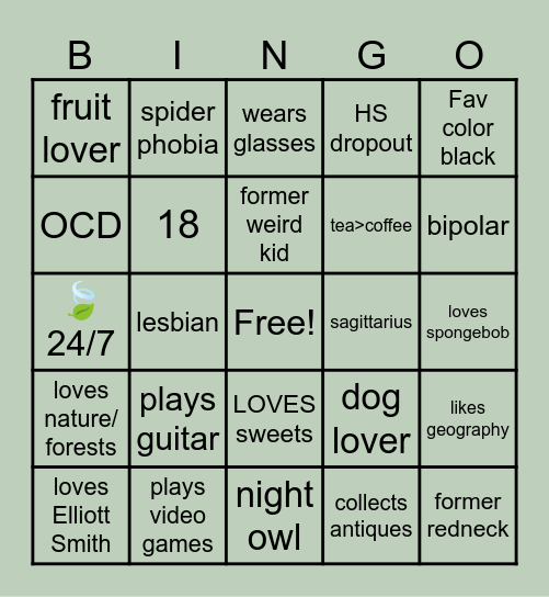 Sonny’s Bingo Card