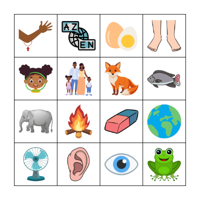 Letters E and F Bingo Card