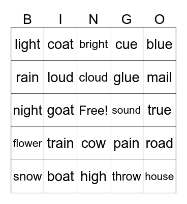 Lesson #97: Vowel Teams Review Bingo Card