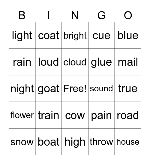 Lesson #97: Vowel Teams Review Bingo Card