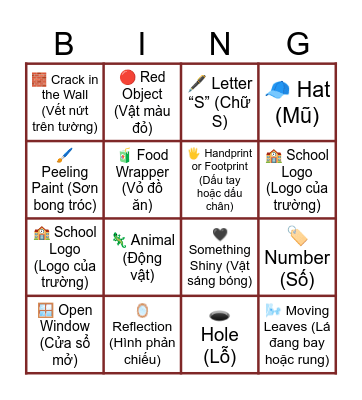 Observation Bingo Card
