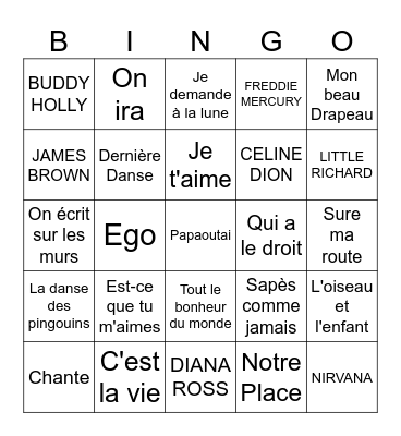 MUSIC! MUSIC! MUSIC! Bingo Card