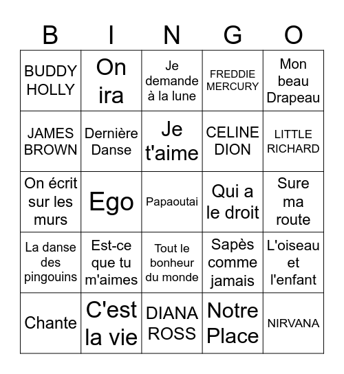 MUSIC! MUSIC! MUSIC! Bingo Card