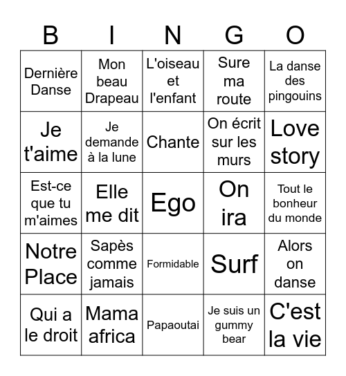 MUSIC! MUSIC! MUSIC! Bingo Card