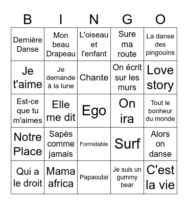 MUSIC! MUSIC! MUSIC! Bingo Card