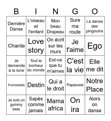 MUSIC! MUSIC! MUSIC! Bingo Card