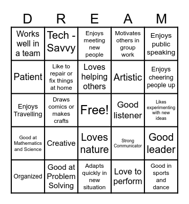 DREAM CARD Bingo Card