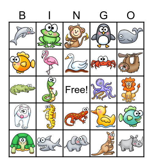 Wild Animal Bingo Card