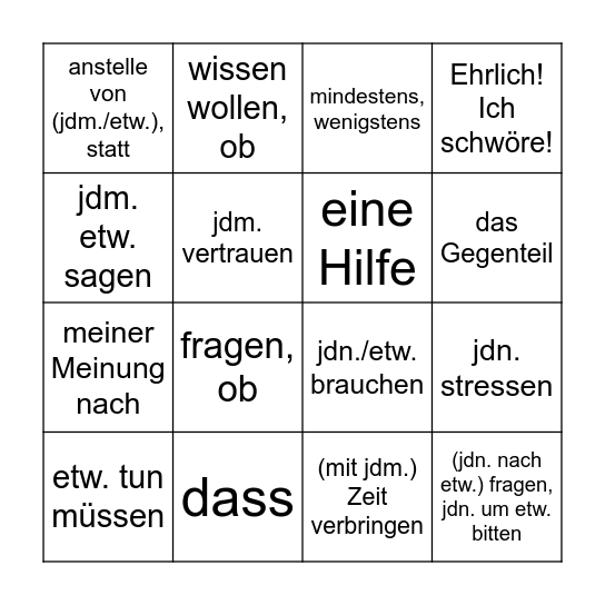 Ça me stresse ! Bingo Card