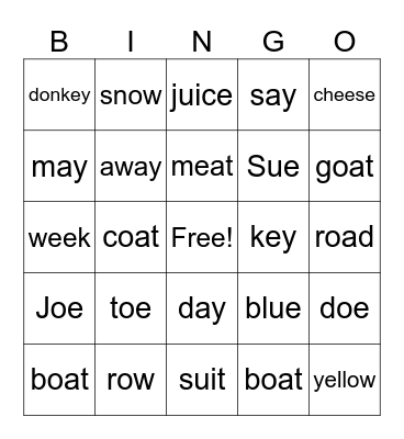 L4 WE CAN PHONICS Bingo Card