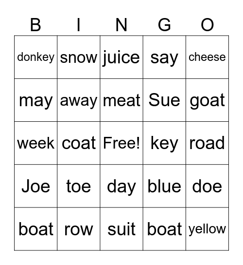 L4 WE CAN PHONICS Bingo Card