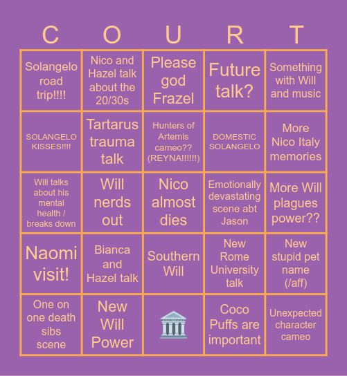 Court of The Dead BINGO! Bingo Card