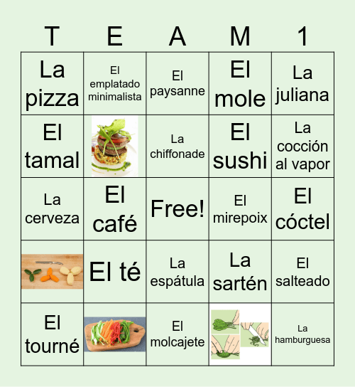 Lotería de gastronomía Bingo Card