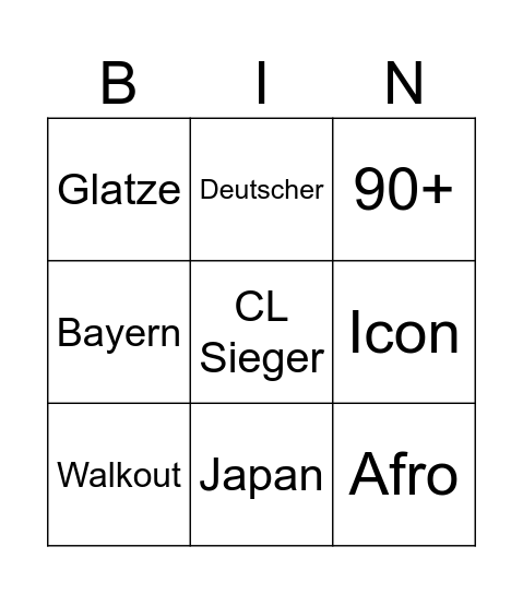 Fifa Bingo Card