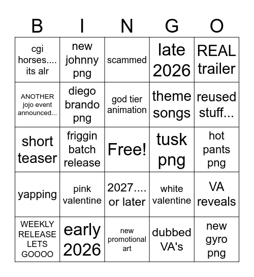 sbr release copium Bingo Card