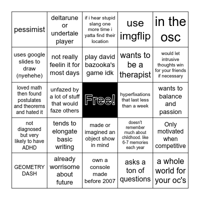 How similar are you to me? Bingo Card