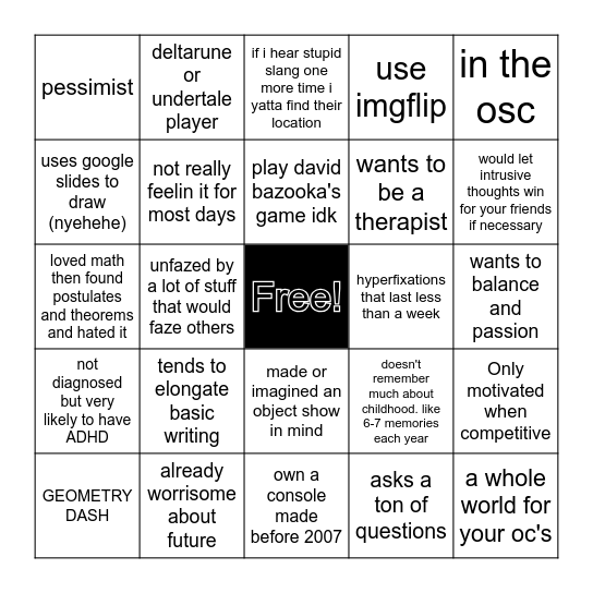 How similar are you to me? Bingo Card