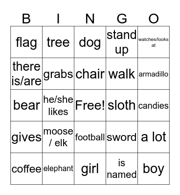 Spanish 1 Outcome 4 Intro Bingo Card